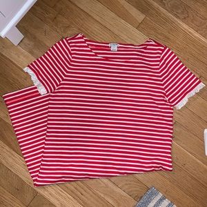 Red and white striped dress